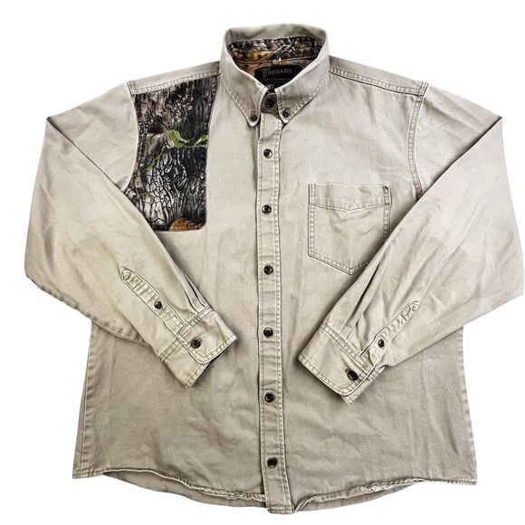 Vintage TreBark Hunting Shirt 2XL Tan Camo Long Sleeve Button Down Lynch Outdoor - Picture 2 of 11